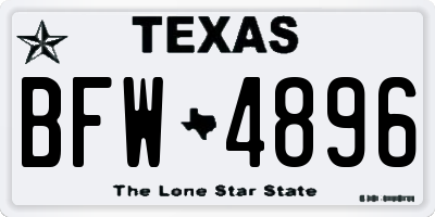 TX license plate BFW4896