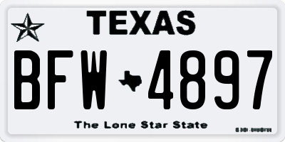TX license plate BFW4897