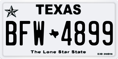 TX license plate BFW4899