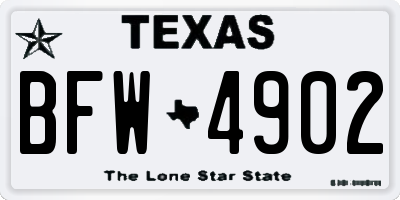 TX license plate BFW4902