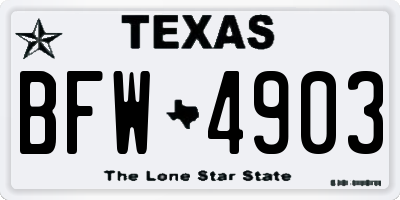 TX license plate BFW4903