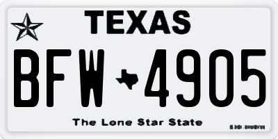 TX license plate BFW4905