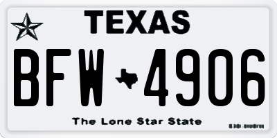TX license plate BFW4906