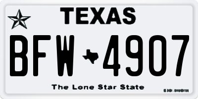 TX license plate BFW4907
