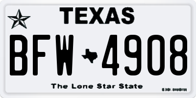 TX license plate BFW4908