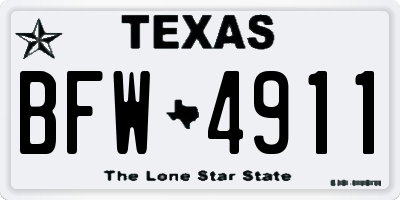 TX license plate BFW4911