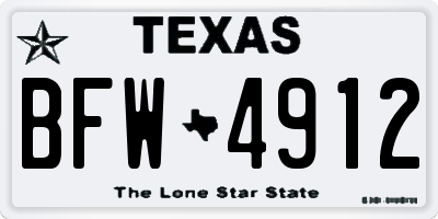 TX license plate BFW4912