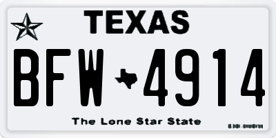 TX license plate BFW4914