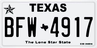 TX license plate BFW4917