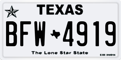TX license plate BFW4919