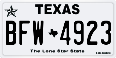 TX license plate BFW4923