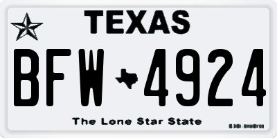 TX license plate BFW4924