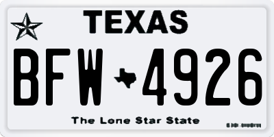 TX license plate BFW4926