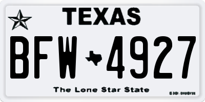 TX license plate BFW4927