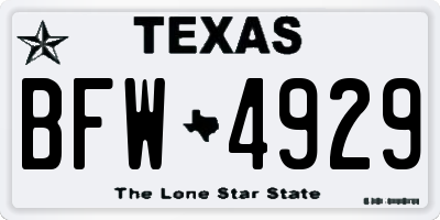 TX license plate BFW4929