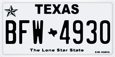 TX license plate BFW4930