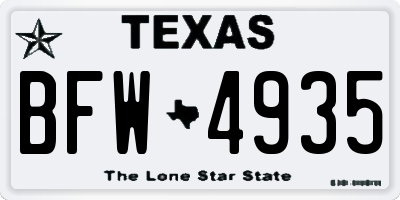 TX license plate BFW4935