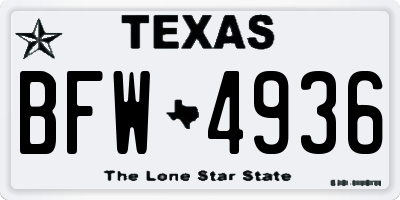 TX license plate BFW4936