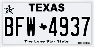 TX license plate BFW4937