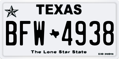 TX license plate BFW4938