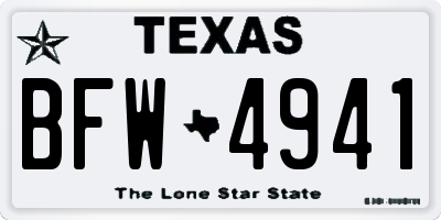 TX license plate BFW4941