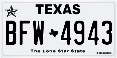TX license plate BFW4943
