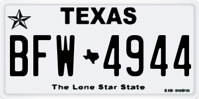 TX license plate BFW4944