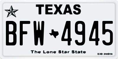 TX license plate BFW4945