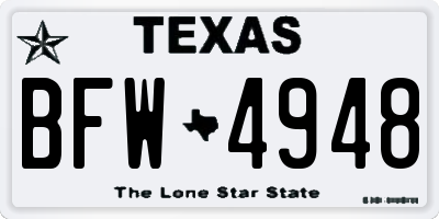 TX license plate BFW4948