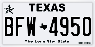 TX license plate BFW4950