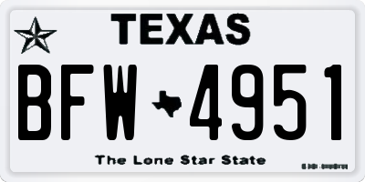 TX license plate BFW4951