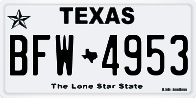 TX license plate BFW4953