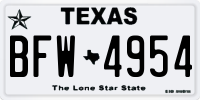 TX license plate BFW4954