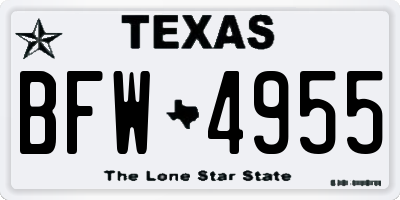 TX license plate BFW4955
