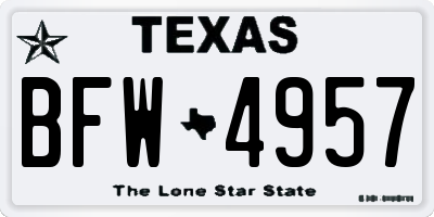 TX license plate BFW4957