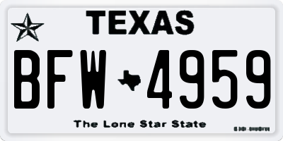 TX license plate BFW4959