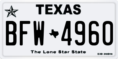 TX license plate BFW4960