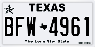 TX license plate BFW4961