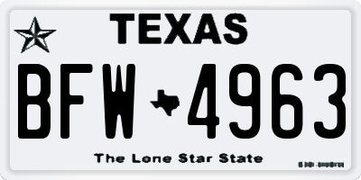 TX license plate BFW4963