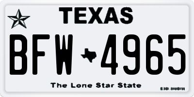 TX license plate BFW4965
