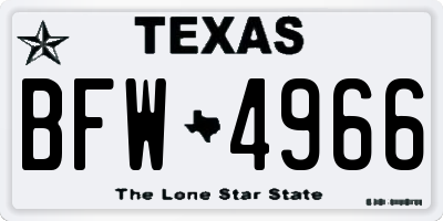 TX license plate BFW4966