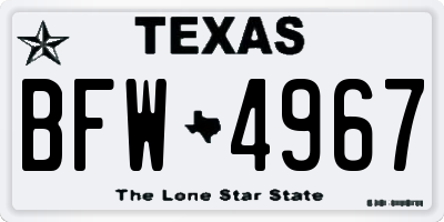 TX license plate BFW4967