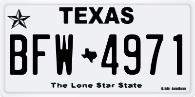 TX license plate BFW4971