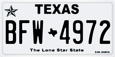 TX license plate BFW4972