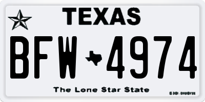 TX license plate BFW4974