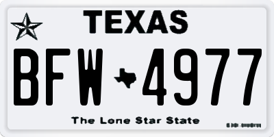 TX license plate BFW4977