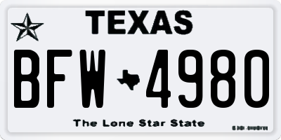 TX license plate BFW4980