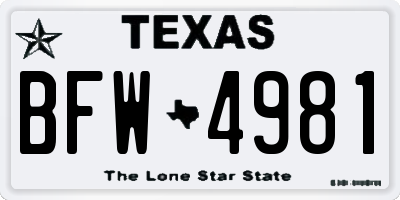 TX license plate BFW4981