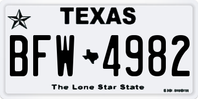 TX license plate BFW4982