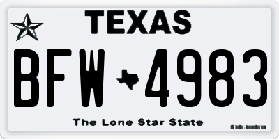 TX license plate BFW4983